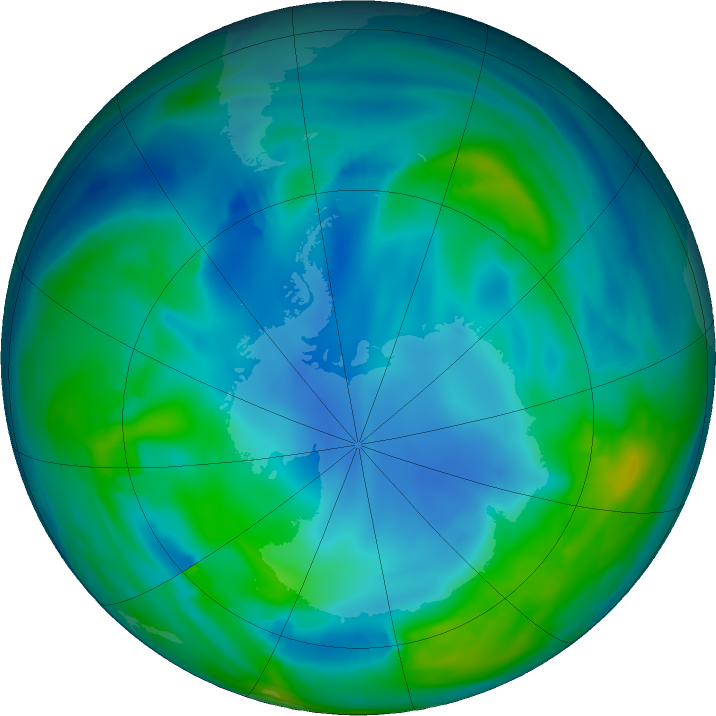 Antarctic ozone map for 28 May 2017